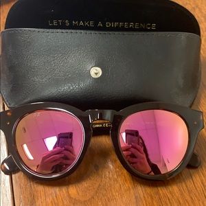 DIFF eyewear Rose gold and pink mirror sunglasses